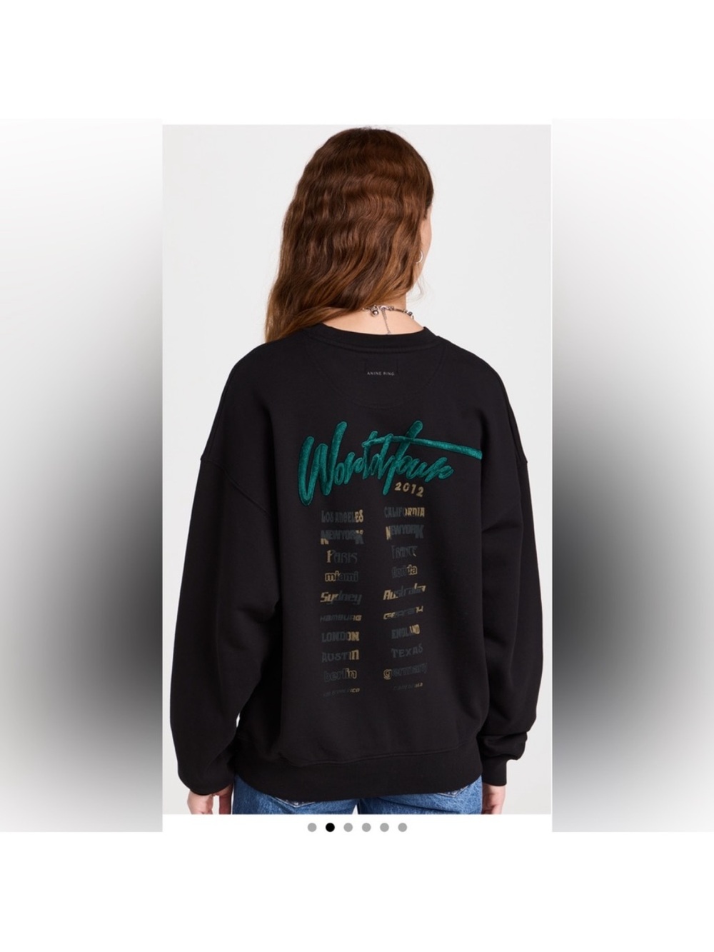 🌺SALE🌺 Anine Bing Kenny Panther Sweatshirt in black Size Large NWT - Picture 11 of 11
